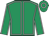 Emerald green, light grey seams, light grey hoop on cap