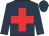 Dark blue, crimson cross, dark blue cap