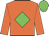 Orange body, green diamond, orange arms, green cap