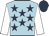 light blue, dark blue stars, white arms, dark blue cap
