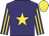 purple, yellow star, striped sleeves, yellow cap