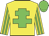 Yellow body, green cross of lorraine, yellow arms, green striped, green cap