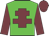 Green body, garnet cross of lorraine, garnet arms, garnet cap