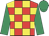 Red and yellow checks, emerald sleeves and cap