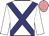 White, navy crossed sashes, shocking pink cap