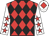 Red and black diamonds, white sleeves, red stars, white cap, red diamond