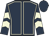 Dark blue, beige seams, chevrons on sleeves, dark blue cap