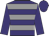 Purple, grey hoops, purple sleeves and cap