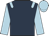 Dark blue, light blue epaulets, sleeves and cap
