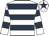 White, dark blue hoops, white cap, dark blue star