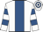 White, royal blue panel, hooped sleeves & cap
