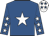 Royal blue, white star, white stars on sleeves, white cap, royal blue stars