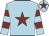 Light blue, maroon star, hooped sleeves, maroon star on cap