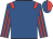 royal blue, red epaulettes, striped sleeves, halved cap