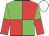 Green and red quartered, green and red halved sleeves, white cap