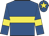 Royal blue, yellow hoop, yellow armlet, yellow star on cap