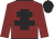 Maroon, black cross of lorraine, black cap