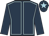 Dark blue, light blue seams, dark blue sleeves, light blue star on cap