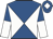 White & royal blue diabolo, halved sleeves, royal blue cap, white diamond
