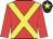 Red, yellow cross sashes, black cap, yellow star