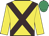 Yellow, brown cross sashes, emerald green cap
