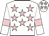 White, pink stars, pink armlet, white cap, pink stars