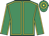 Emerald green, yellow seams, hooped cap