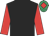 Black, red sleeves, emerald green cap, red diamond