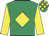 Emerald green, yellow diamond & sleeves, check cap