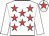 White, red stars, white sleeves, red star on cap