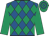 Royal blue & emerald green diamonds, emerald green sleeves, hooped cap