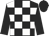 black and white checks, black sleeves and cap