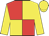 Red, yellow quartered, yellow sleeves and cap