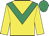 Yellow, emerald green chevron, emerald green cap