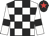 White and black check, white sleeves, black armlets, black cap, red star