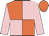 Orange and pink (quartered), pink sleeves, orange cap