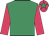 Emerald green, cerise sleeves, cerise cap, emerald green star