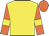 Yellow, orange sleeves, yellow armlets, orange cap