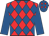 Red and royal blue diamonds, royal blue sleeves, royal blue cap, red diamonds