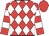 Red and white diamonds, hooped sleeves, red cap