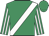 Emerald green, white sash, striped sleeves
