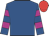 Royal blue, violet hooped sleeves, red cap