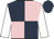Dark blue and pink (quartered), white sleeves, dark blue cap