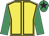 Yellow, black seams, emerald green sleeves, emerald green cap, black star