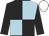 Black and light blue (quartered), black sleeves, white cap