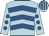 Light blue, royal blue chevrons, light blue sleeves, royal blue spots, striped cap