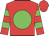 Red body, green disc, red arms, green hooped, red cap