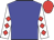 Blue body, white arms, red diamonds, red cap