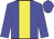 Blue body, yellow stripe, blue arms, blue cap