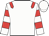 White, red epaulets, hooped sleeves, white cap
